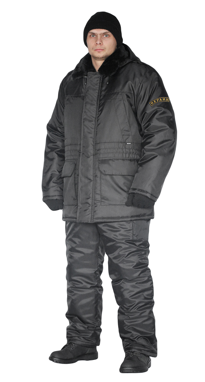 Костюм зимний "Охрана" куртка/полукомб. цвет: черный