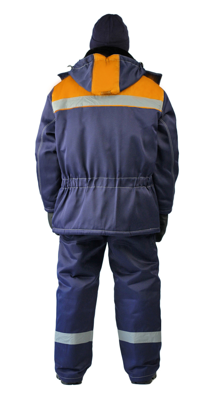 Костюм зимний "ВЬЮГА" куртка/полукомб. цвет: т.синий/оранжевый